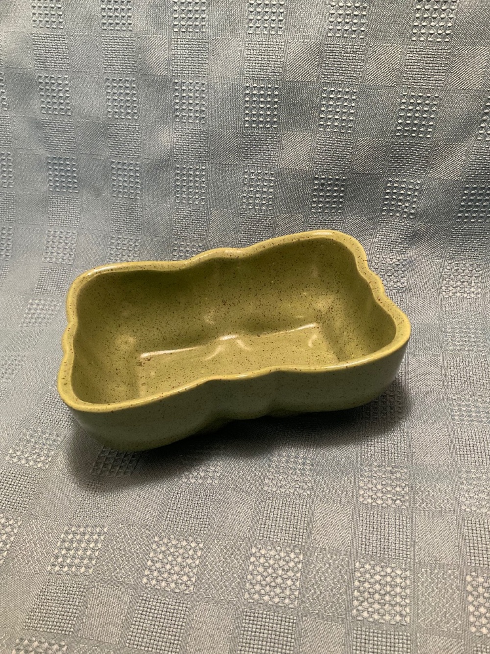 Vintage Pottery Planter Green Rectangle Mid Century Ceramic 6.5in Length